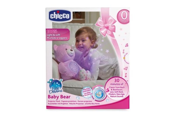 CHICCO Teddybär mit Projektor und Musik Baby Bear First Dreams rosa 0m+