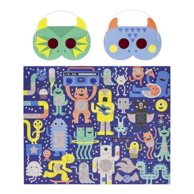 Petit Collage Puzzel monstertjes 100 stuks met 3D-bril