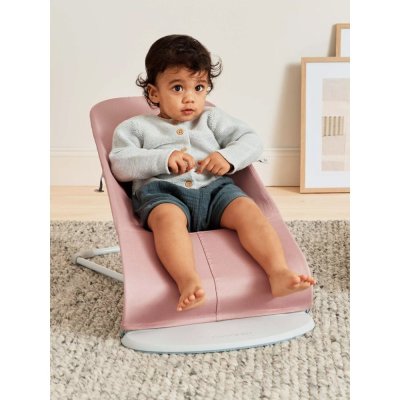 BABYBJÖRN Lounger Bliss Dusty pink Petal Woven, hellgraue Konstruktion