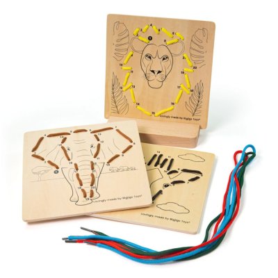 Bigjigs Toys Înșirare după numere Animale sălbatice