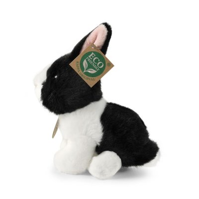 Rappa Plüschkaninchen weiß-schwarz sitzend 16 cm ECO-FRIENDLY