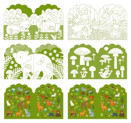 Petit Collage Colouring Book with Stickers In the Forest