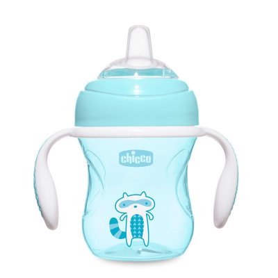 Kubek edukacyjny CHICCO Przejście z uchwytami 200 ml niebieski 4m+