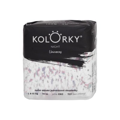KOLORKY NIGHT Jednorazowe eko pieluszki nocne L (8-13 kg) 19 szt