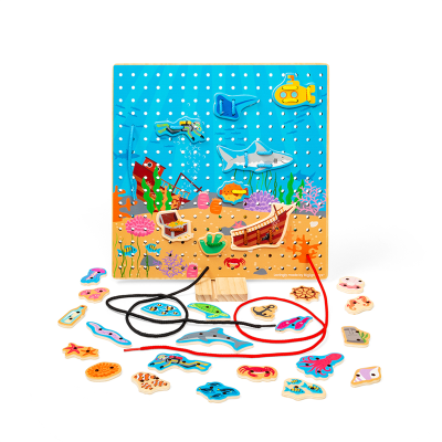 Bigjigs Toys Placă de înșirat cu tematică marină
