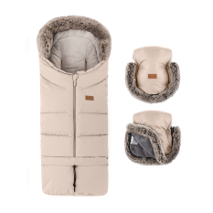 PETITE&MARS Set Vinteråkpåse Arctic 4-i-1 + Handskar för barnvagn Furry Rose Petal