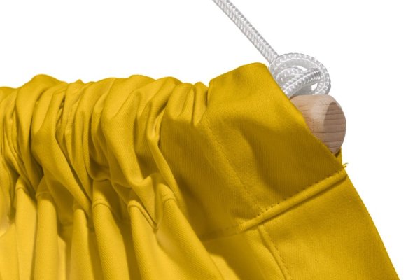 Viseča gugalna blazina gorčična HOJDAVAK MAXI s blazino, Črna vrv - notranja tkanina