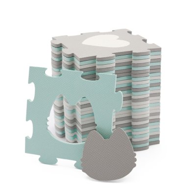 KINDERKRAFT Schaumstoff-Puzzlematte Luno Shapes 185 x 165 cm Mint, 30 Stück, Premium