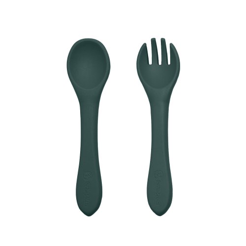 PETITE&MARS Set de repas silicone TAKE&MATCH 2 bols + couverts Misty Green 6m+