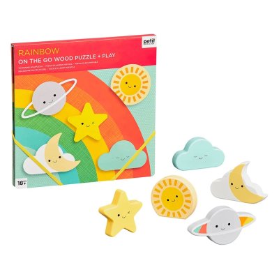 Petit Collage Solidne drewniane puzzle Rainbow