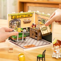 RoboTime 3D drevená skladačka Miniatúra domčeka Hongkonská kaviareň