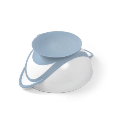 BABYONO Sealable bowl with suction cup and spoon 300 ml light blue 6m+