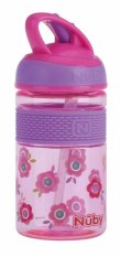 NUBY Sports bottle 2 in 1 with hard folding straw, 360 ml, pink, 3+