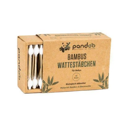 Bambus-Wattestäbchen für Kinderohren mit Bio-Baumwolle, 55 Stück