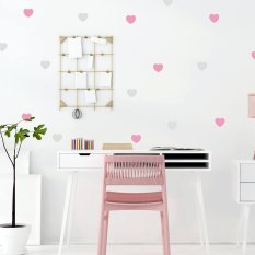 Gray and pink heart stickers for girls