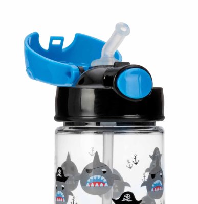 NUBY Gourde de sport non fluide avec paille 530 ml, bleue, 4+