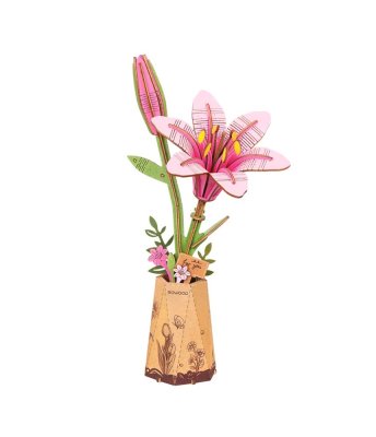 Puzzle 3D en bois RoboTime - Lys rose