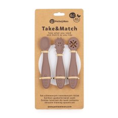 PETITE&MARS Set 3 ks silikonových tréninkových lžiček Take&Match Velvet Latte 6m+