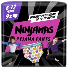 NINJAMAS Pantalón de pijama Corazones, 9 piezas, 8 años, 27kg-43kg