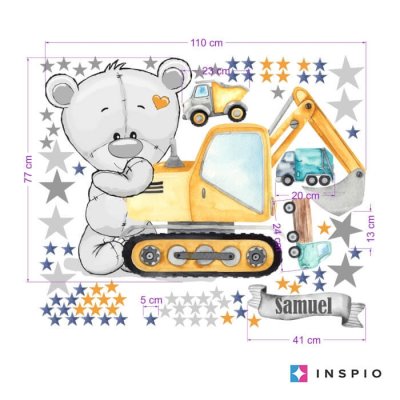 Wall sticker for boys - Maco and construction cars for the children's room