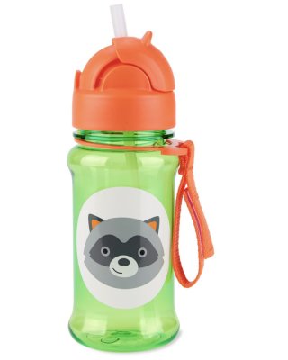 SKIP HOP Zoo Tritan Trinkflasche mit Strohhalm 355ml Waschbär 12m+