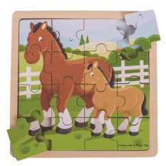 Puzzle Bigjigs Toys - Jument et son poulain