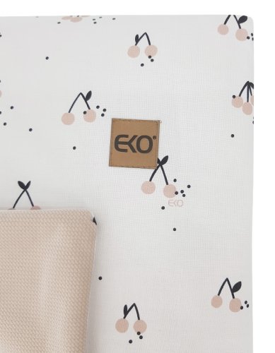 EKO Double-sided cotton blanket lined with velvet Cherry 100x80cm