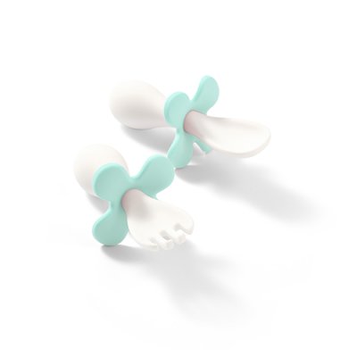 BABYONO Löffel und Gabel mit Etui mint 12m+