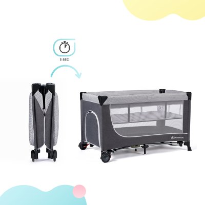 KINDERKRAFT SELECT Reisebett Leody Grey, Premium