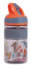 Sticla sport NUBY 2 in 1 cu paie pliabila tare, 360 ml, portocaliu, 3+