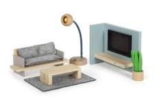 small foot Hiška za punčke s pohištvom, naravna