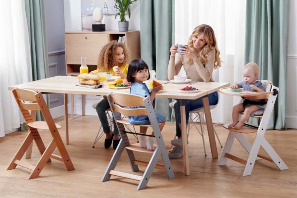 KINDERKRAFT Esszimmerstuhl Enock mit Polsterung Graues Holz, Premium