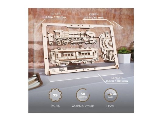 Ugears 2,5D trähantverk Steam Express