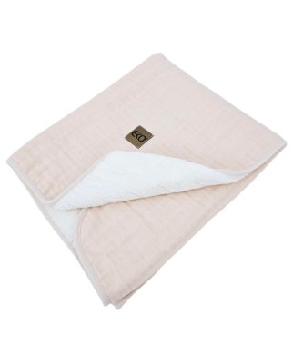 EKO Kocyk muślinowy z futerkiem Rose pink 75x90 cm