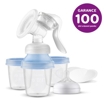 Помпа за кърма Philips AVENT. мляко ръчно със система VIA + Комплект за грижа за деца SCH400/52