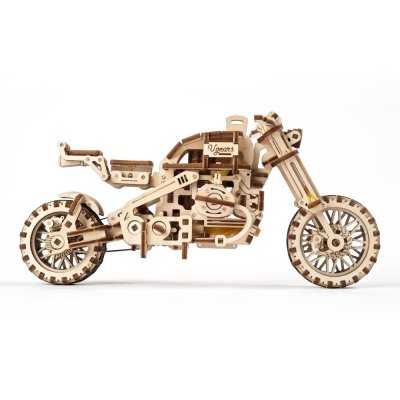 Ugears Puzzle 3D en bois mécanique UGR-10 Moto (scrambler) avec side-car