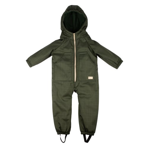 Monkey Mum® Kinder-Winter-Softshell-Overall mit Lamm – Khaki Hunter – Größe 98/104, 110/116
