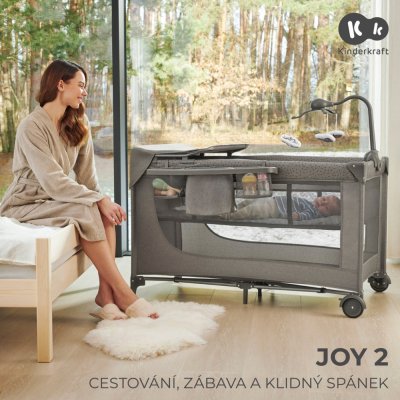 KINDERKRAFT Potovalna posteljica Joy 2 z dodatki Dark grey