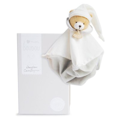 Set cadou Doudou, Ursuleț de pluș gri, 25 cm