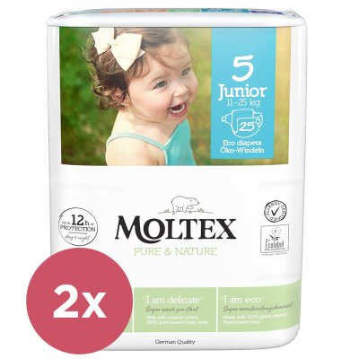2x MOLTEX Pure&Nature Wegwerfwindeln 5 Junior (11-25 kg) 25 Stk