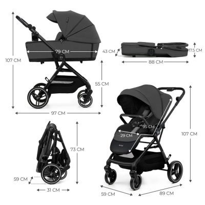 KINDERKRAFT SELECT Kinderwagen kombiniert Yoxi 2in1 Moonlight Grey