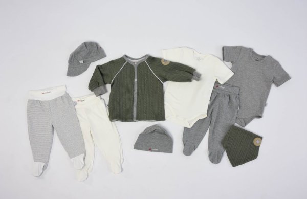 Outlast® gefütterte Jacke - Moosgrün/Streifen weißgrau meliert