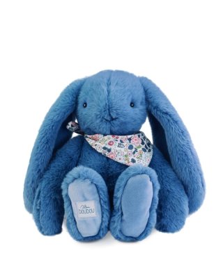 Doudou Lapin en peluche avec foulard bleu 35 cm