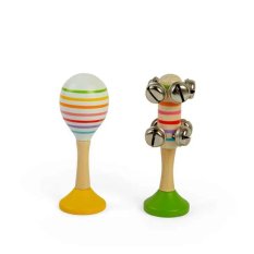 Bigjigs Toys Zestaw Kula Rumba żółta i grzechotki zielone