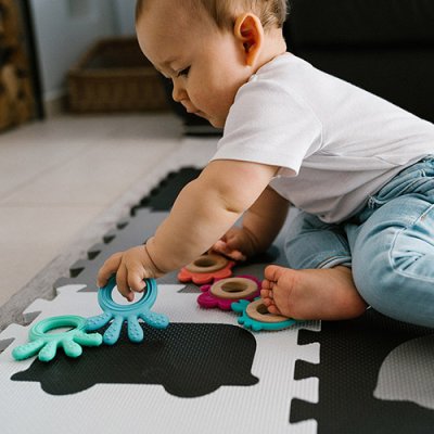 BABYONO Silicone teether Octopus blue