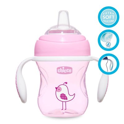 CHICCO Lehrbecher Transition mit Henkel 200 ml rosa 4m+