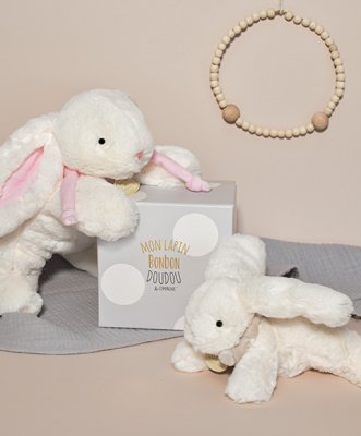 Doudou Zestaw prezentowy - Pluszowy króliczek pink 30 cm