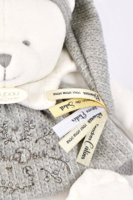 Doudou Gift Set Plush Polar Bear with Ring 30 cm Grey