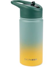 SKIP HOP Fľaša so slamkou nerezová Wander - ombré green, 450ml
