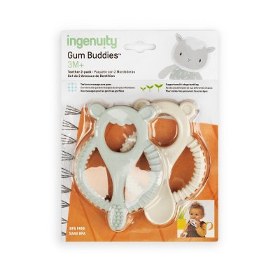 INGENUITY Silikon-Beißring Gum Buddies™ 2 Stück 3 Monate+